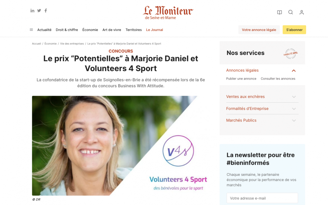 Le Moniteur de Seine et Marne : Le prix “Potentielles” à Marjorie Daniel et Volunteers 4 Sport