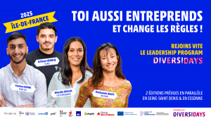 Visuel présentant l'appel à candidature dans le cadre du leadership programme dans le 91 et le 93 par Diversidays